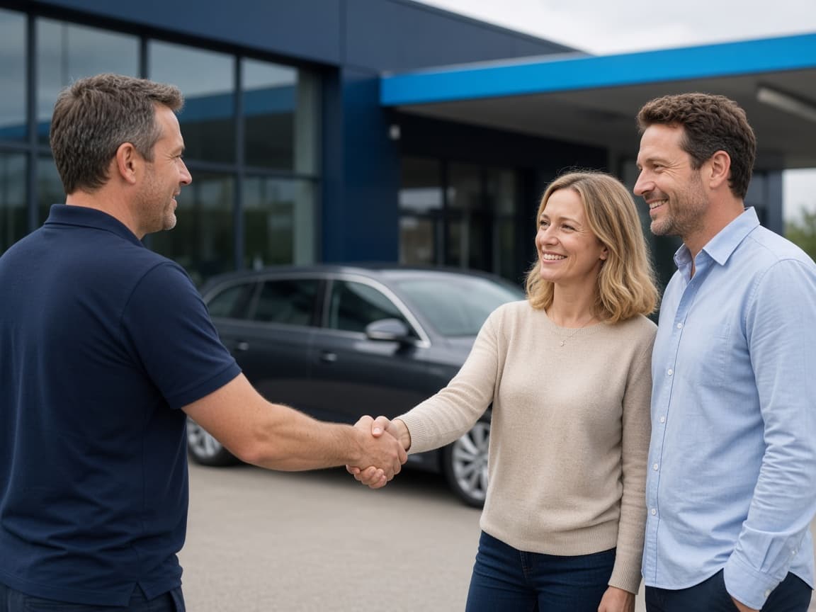 Handshake between customers and an AUTORO advisor